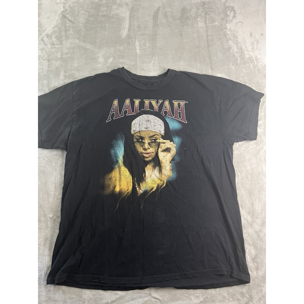 Aaliyah Mens Shirt Xl Black Trippy Logo Official R&B